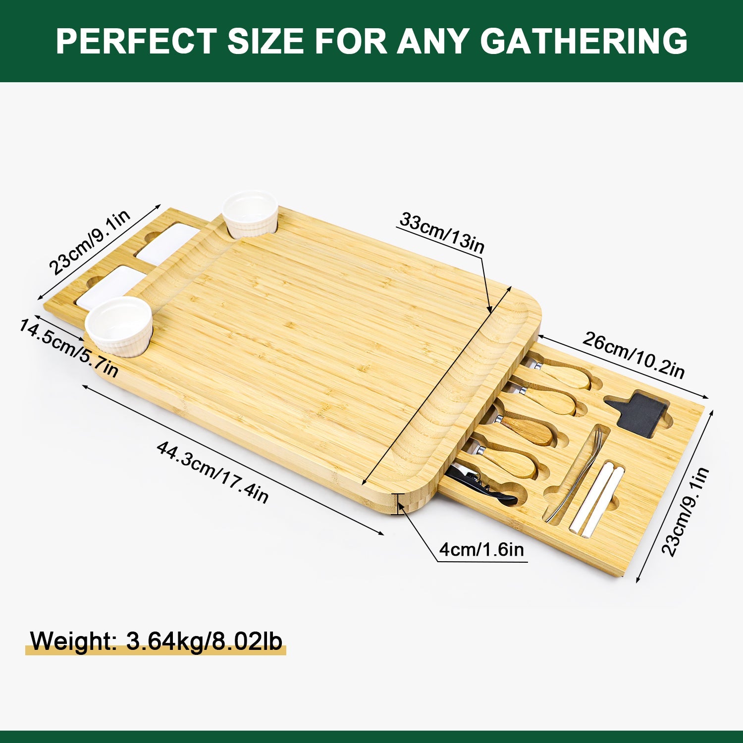 Bamboo Serving Board With Locking Lid Multi Function Bamboo Serving Board  With Cheese Knives - China Bamboo Gifts Under 40
